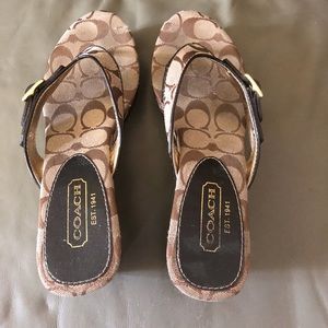 Coach thong logo wedge sandals